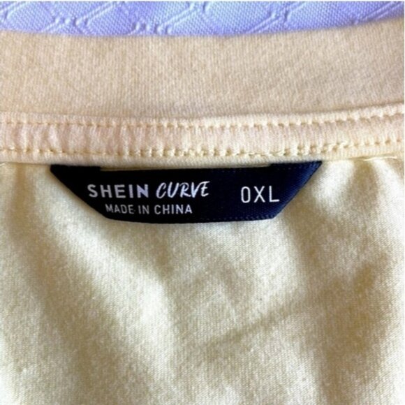❤️ SHEIN CURVE SZ OXL YELLOW LONG SLEEVE CROPPED V-NECK T-SHIRT NWOT - Picture 7 of 7